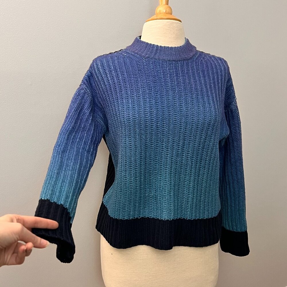 NAADAM Wool Cashmere Ombre Crewneck Sweater Blue XS - Picture 3 of 11